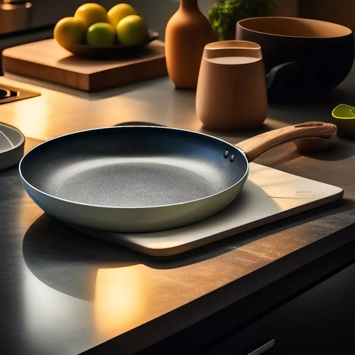 Bateria De Cocina Completa De 3 Piezas Antiadherente Color Azulino