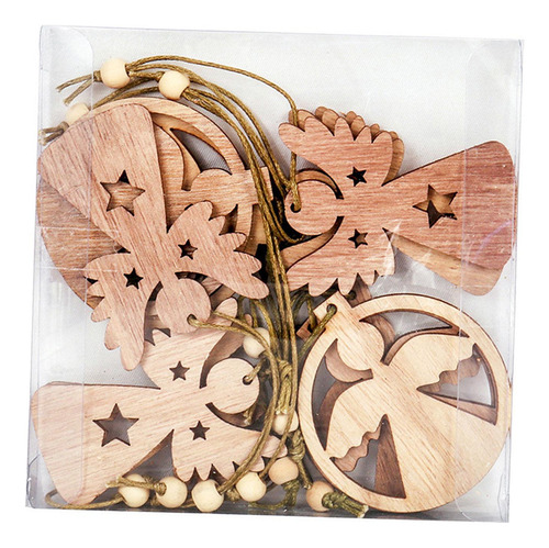 2 X 10 Uds Árbol De Navidad Colgante Hueco De Madera Con