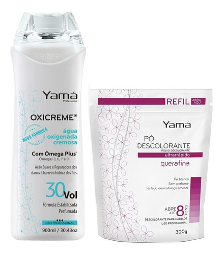 Pó Descolorante Yamá Queratina 300g + Oxigenada 30v 900ml