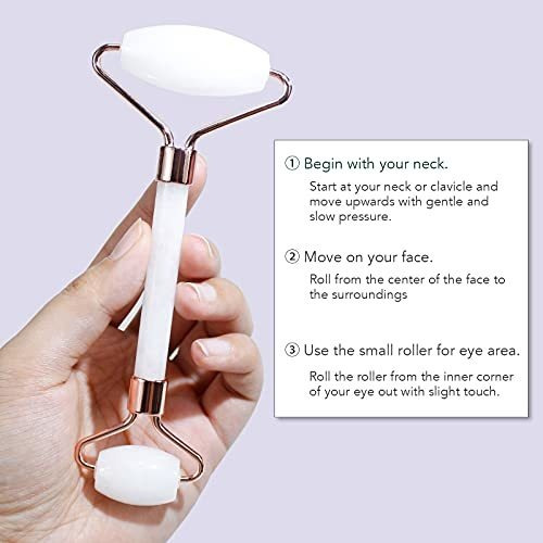 Rodillo De Jade Y Gua Sha Para Masaje Facial En Color Blanco