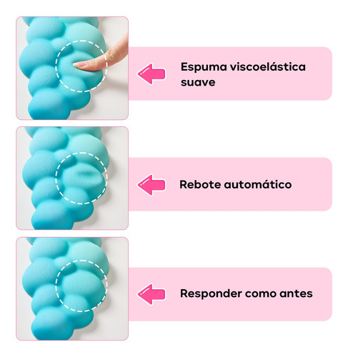 3pcs Nube Ergonómicos Reposa Muñecas Con Base De Pu