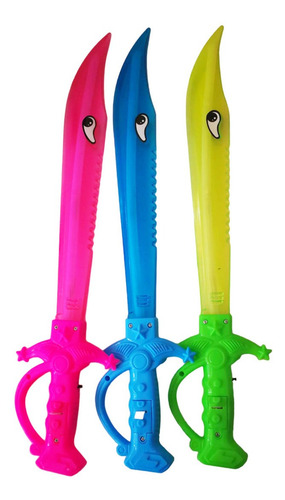 6 Pza De Espada Luminosa Chica Tiburón Luz Led Juguete Niños Color COMBINADO