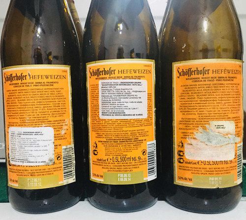 Lote 3 Botellas Coleccionables Cerveza Schöfferhofer 2011-14 (Usado)