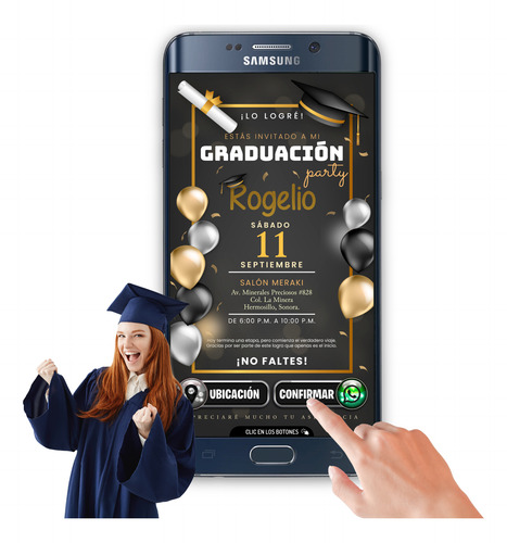 Invitación Digital Mi Graduación Botones Interactivos Mapa Mi Fiesta De Graduación Botones De Ceremonia Y Confirmar