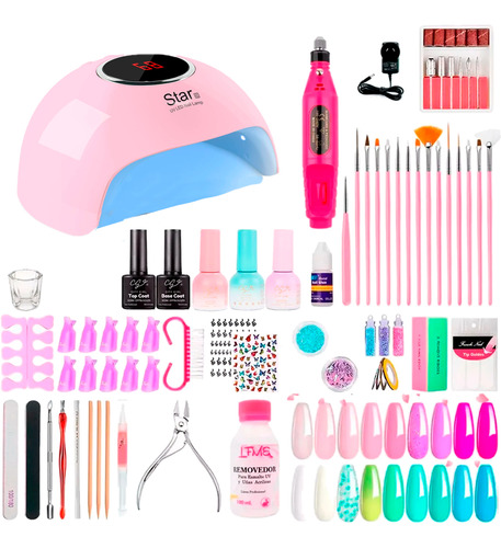 Kit Manicura Semipermanente Cabina Uv Led X60 Completo Uñas 36w Star6