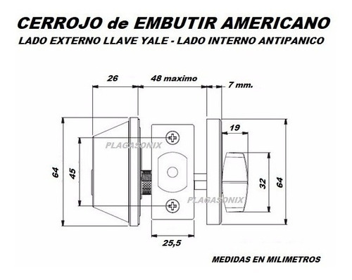 Imagen 2 de 10 de Cerrojo Tipo Americano Antipanico Ideal Adaptar A Celular