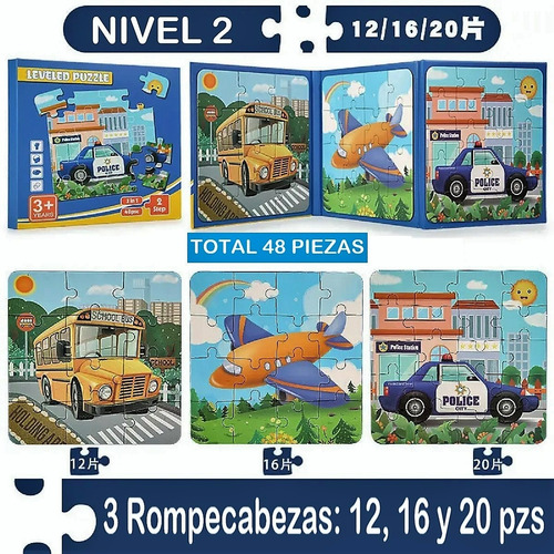 U Mas 12 Rompecabezas Magnéticos 281 Pzs, Infantil 4 Niveles