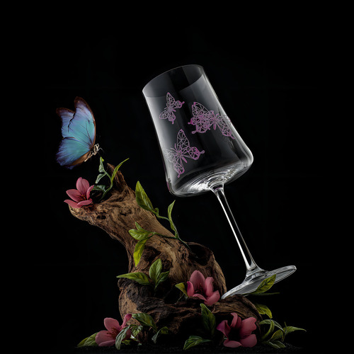 Meadow - Copas De Vino Blanco Con Diseño De Mariposa, 19 Onzas, Juego De 2