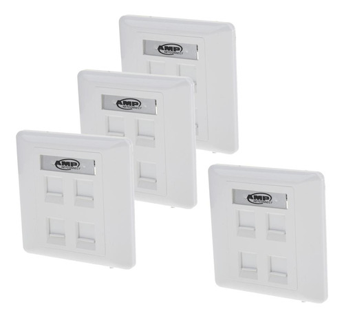 4 Puertos Con Placa Frontal Rj45 / Rj11 Ethernet De Doble