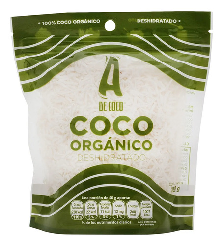 Coco Orgánico Rallado Sin Azúcar A De Coco 150 G