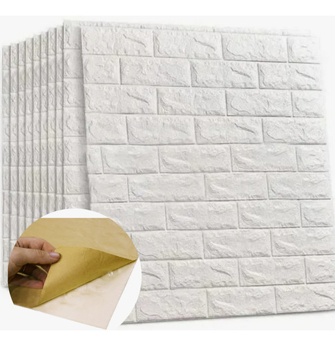 Placas 3d Autoadhesiva Pared Revestimiento Blanca Ladrillox5