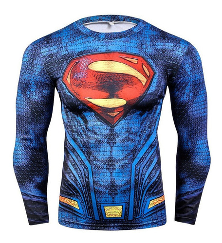 Camiseta De Compresión Para Hombre Superman Impreso De Manga