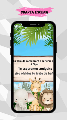 Video Invitación Digital De Animales De La Selva Con Alberca