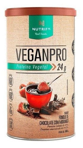Vegan Pro 550g Nutrify - Proteína 100% Vegetal Arroz/ervilha Sabor Fondue De Chocolate