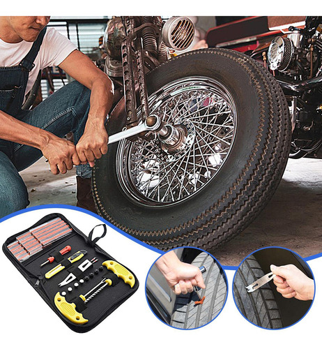 Kit De Reparación De Tapones De Neumáticos Kit De Parches Pa