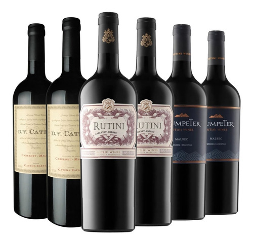 Imagen 1 de 10 de Vino Rutini + Dv Catena + Trumpeter. Combo Mix X 6