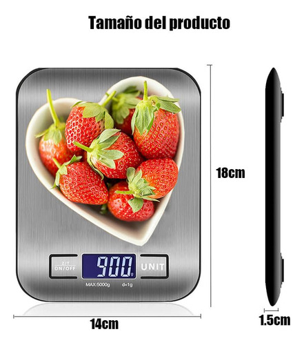 Báscula Cocina Digital Usb Recargable, Báscula De Acero