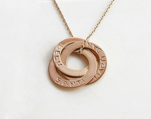 Imagen 2 de 3 de Conjunto Oro 18k Cadena Y 3 Dijes Argollas Grabadas 23mm