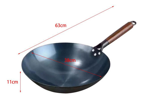 Sartén Wok Antiadherente, Sartén Con Mango De Madera, 38cm