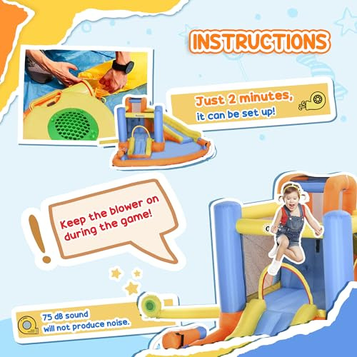 Tobogán Acuático Inflable Para Niños Outsunny 5 En 1 Castill