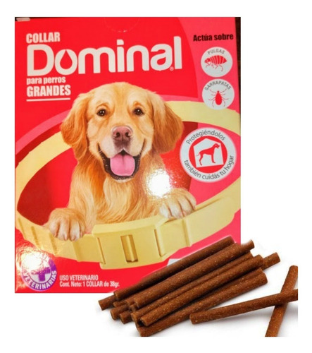 Collar Anti Pulgas Y Garrapatas Dominal Grande Con Snacks