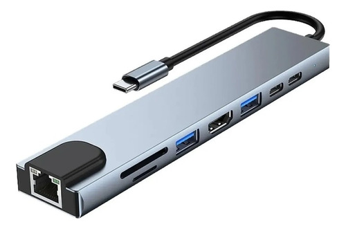 Adaptador USB C/HDMI LAN SD 8 en 1 para Macbook iMac Pro Air