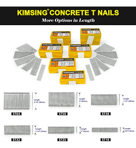 Clavos Para Concreto Kimsing, Calibre 14, 3/4 Pulgadas De La
