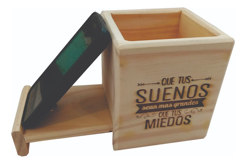 Portalápices En Madera Con Grabado Laser Que Tus Sueños Sean