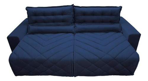 Sofá 2,42m Retrátil E Reclinável Cama Inbox Plus Azul