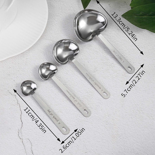 Cucharas Medidoras En Forma De Corazón De Acero Inoxidable E