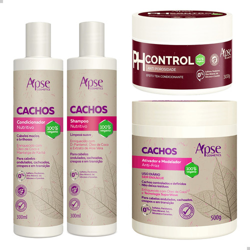 Kit Apse Cachos Ph Control Shampoo Condicionador Ativador