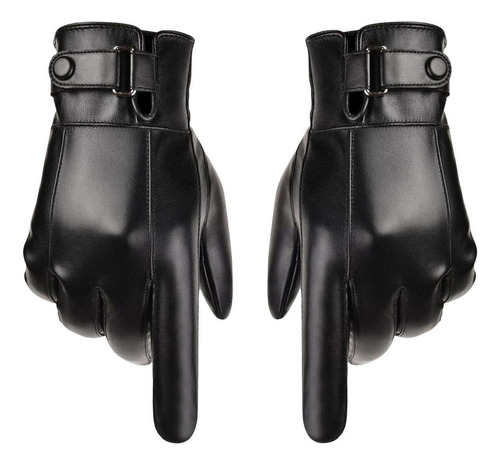 Guantes De Cuero Sintético For Hombre Con Tela,