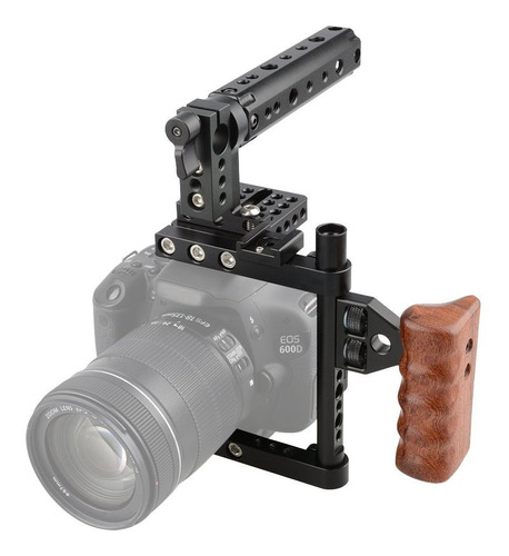 Camvate Dslr Camara Jaula Asa Superior Madera Grip Para Cano