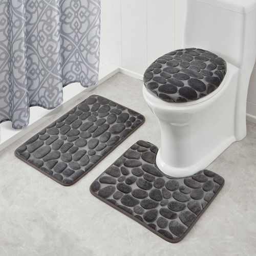 Set De Baño Stone Betterware Con 3 Piezas Gris Oscuro