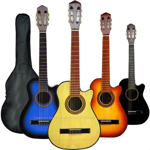 Imagen 1 de 10 de Guitarra Criolla Con Corte Mediana 3/4 Niño O Viajero Funda