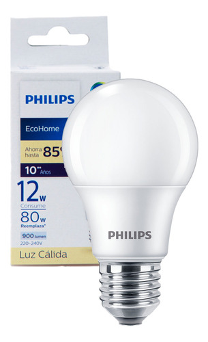 Ampolleta Led Philips Ecohome E27 12w 950lm Calida