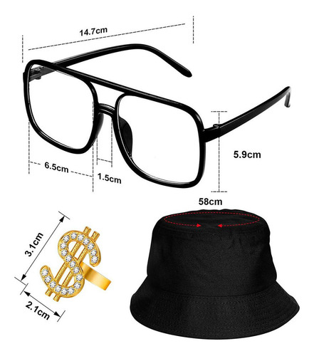 Aplicable A 3 Hip Hop Costume Rapper Cool 4 Piezas Set 80s