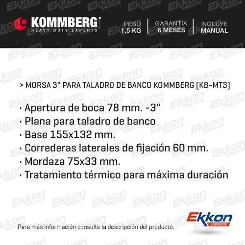 Imagen 2 de 8 de Prensa Morsa Plana 3 Pulgadas Kommberg P/ Taladro De Banco
