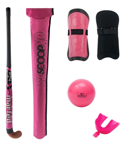 Combo Palo Hockey + Canilleras + Bucal+funda+bocha 28' A 37'