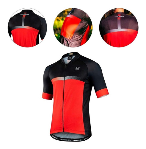 Camisa Freeforce Masculina Sport Slit Vermelha E Preta Cicli