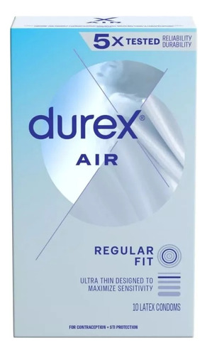 Condones Durex Air Regular Fit 10 Pz Importado Usa