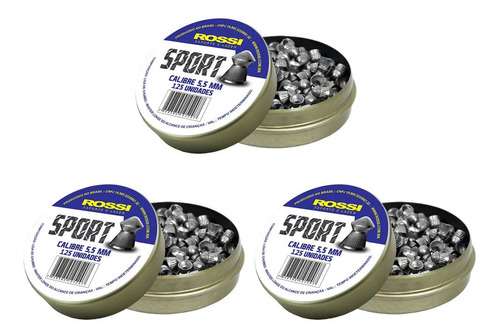 Imagem 3 de 9 de Kit 10 Caixa Chumbinho Rossi Sport 5,5mm - 1250 Chumbos