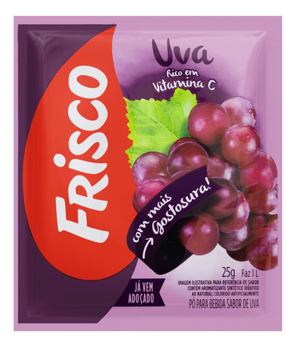 Suco de uva  Frisco em pó sem glúten 25 g 