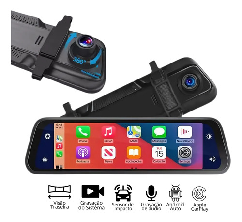 Retrovisor Multimídia Espelhamento Android Ios Kwid