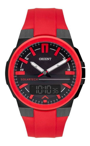 Relógio Orient Masculino Solartech Mtspa004 P1vx Cor da correia Dourado Cor do bisel Vermelho Cor do fundo Preto