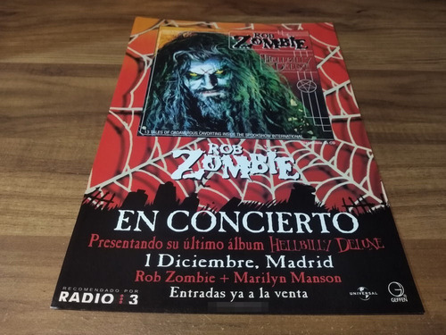 (pd288) Publicidad Rob Zombie * Hellbilly Deluxe * 1998