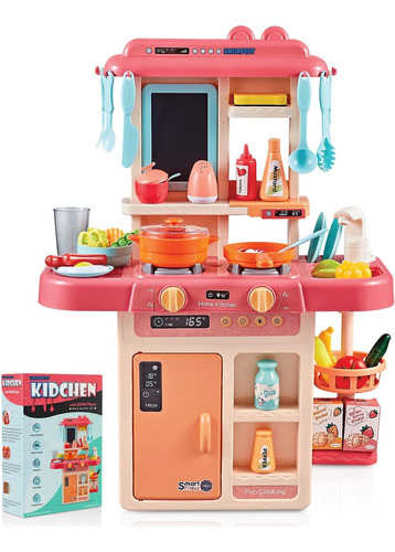 Juego De Mini Cocina Con Accesorios Y Sonido 63cm Coral