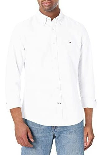 Tommy Hilfiger Hombre De Manga Larga Oxford Sólido En 8qj93