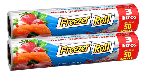 Kit 2 Sacos Para Alimentos Freezer-roll 3l 50un Dover Roll