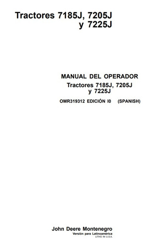 Manual De Operador Tractores John Deere 7185j/7205j/7225j